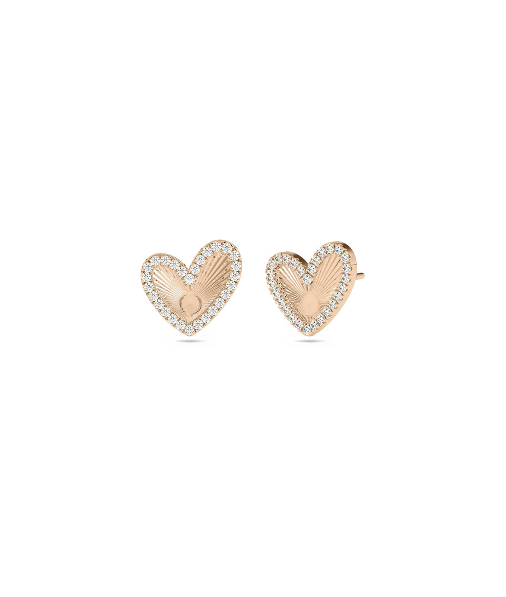 Diamond Halo Heart Stud Earring - 79e | Everyday 14K Gold Jewelry