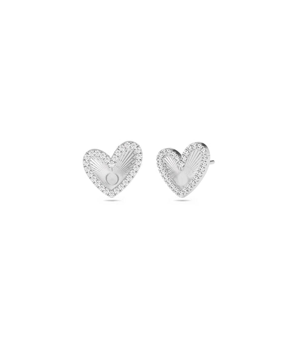 Diamond Halo Heart Stud Earring - 79e | Everyday 14K Gold Jewelry alternate view