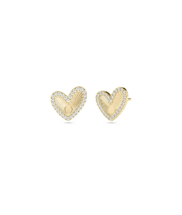 Diamond Halo Heart Stud Earring - 79e | Everyday 14K Gold Jewelry