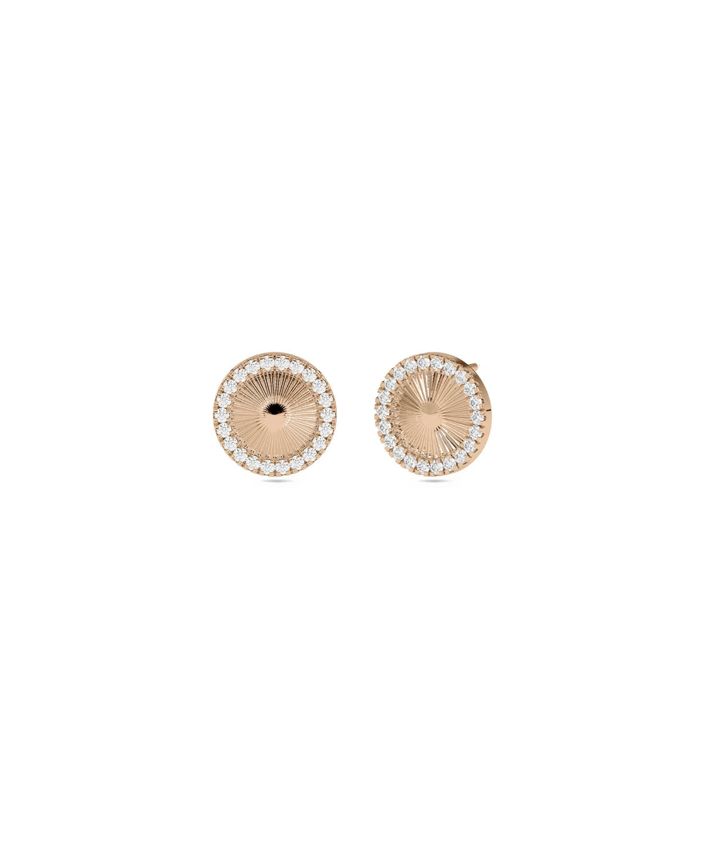 Diamond Halo Disc Stud Earring - 79e | Everyday 14K Gold Jewelry