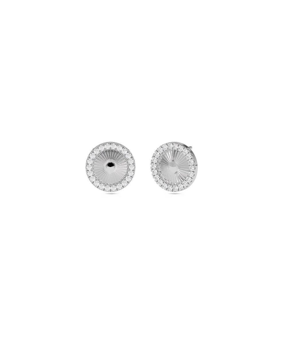 Diamond Halo Disc Stud Earring - 79e | Everyday 14K Gold Jewelry
