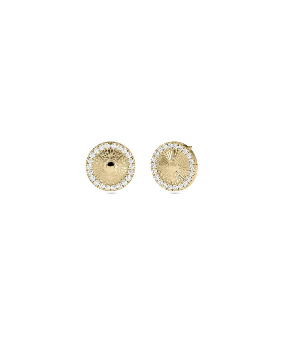 Diamond Halo Disc Stud Earring - 79e | Everyday 14K Gold Jewelry