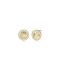 Diamond Halo Fluted Disc Earring with Gold Initial