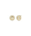 Diamond Halo Fluted Disc Earring with Diamond Solitaire - 79e | Everyday 14K Gold Jewelry