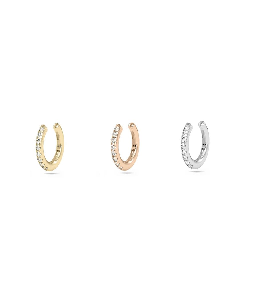 Diamond Single Line Ear Cuff - 79e | Everyday 14K Gold Jewelry