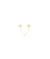 2 Piercing Start Stud Earring with Cable Chain Dangle - 79e | Everyday 14K Gold Jewelry