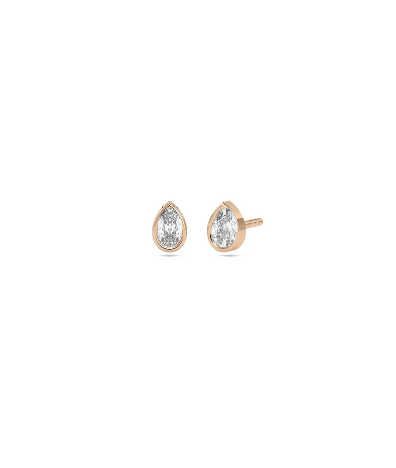Rose gold Diamond Bezel Solitaire Stud featuring secure sparkle
