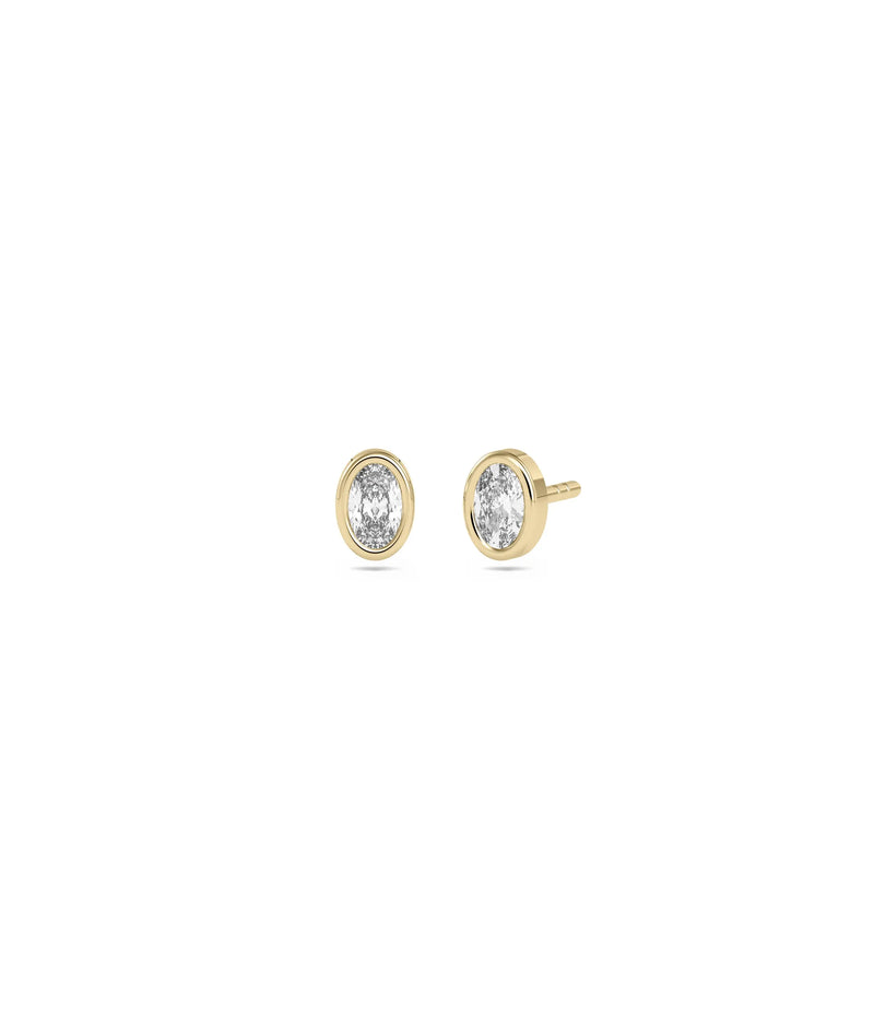 Diamond Bezel Solitaire Stud worn earring display