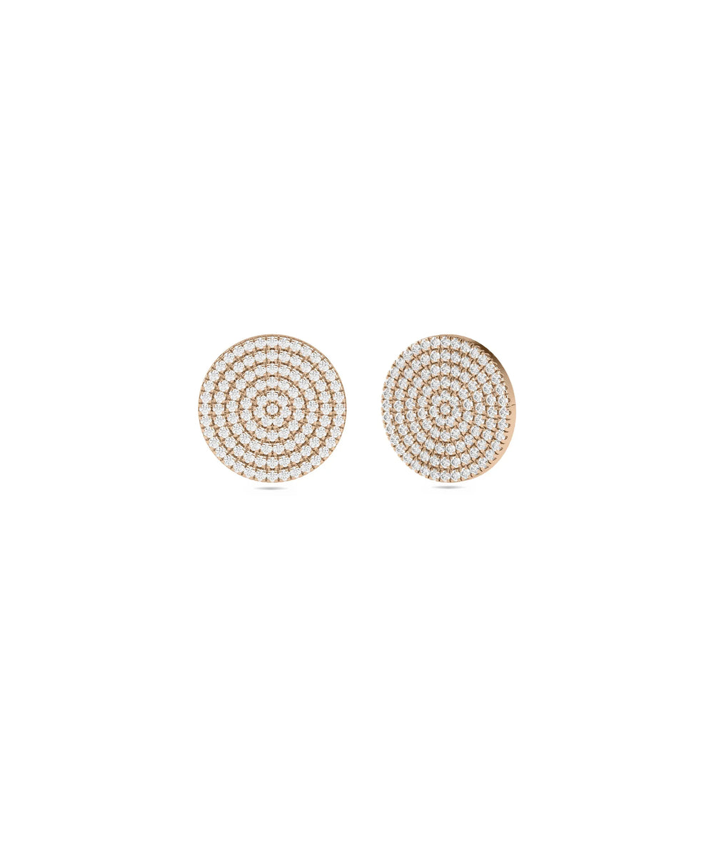 Diamond Pave Disc Stud Earring - 79e | Everyday 14K Gold Jewelry