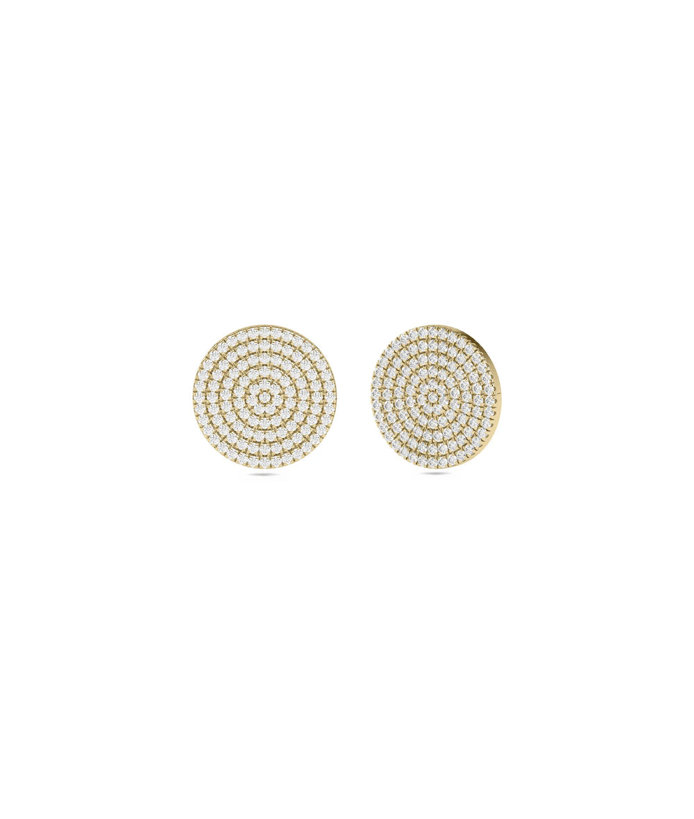 Diamond Pave Disc Stud Earring - 79e | Everyday 14K Gold Jewelry