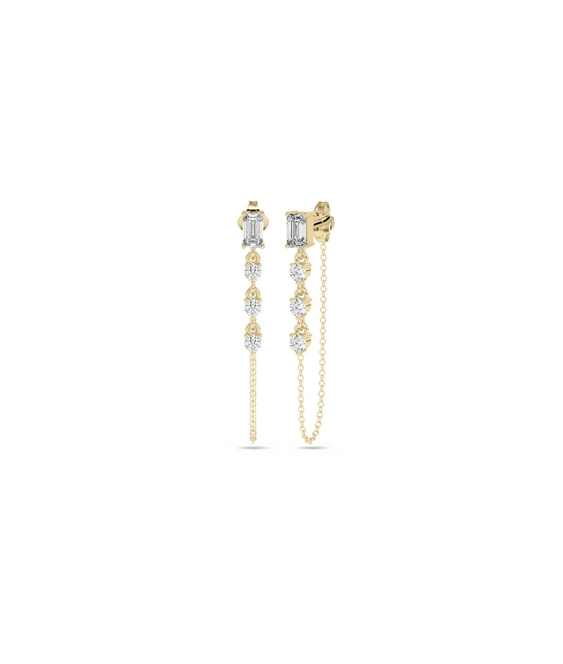 Diamond Cable Chain Dangle Earring - 79e | Everyday 14K Gold Jewelry
