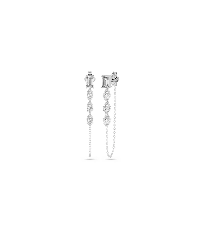 Diamond Cable Chain Dangle Earring - 79e | Everyday 14K Gold Jewelry