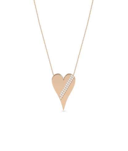 2 Row Diamond Heart Necklace in rose gold romantic warmth