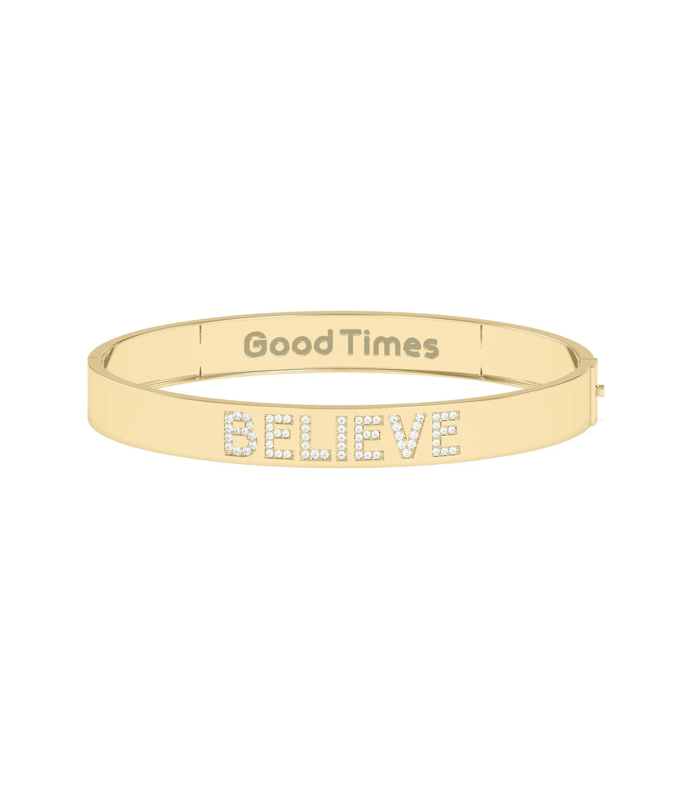 Custom Name Diamond Bangle - 79e | Everyday 14K Gold Jewelry