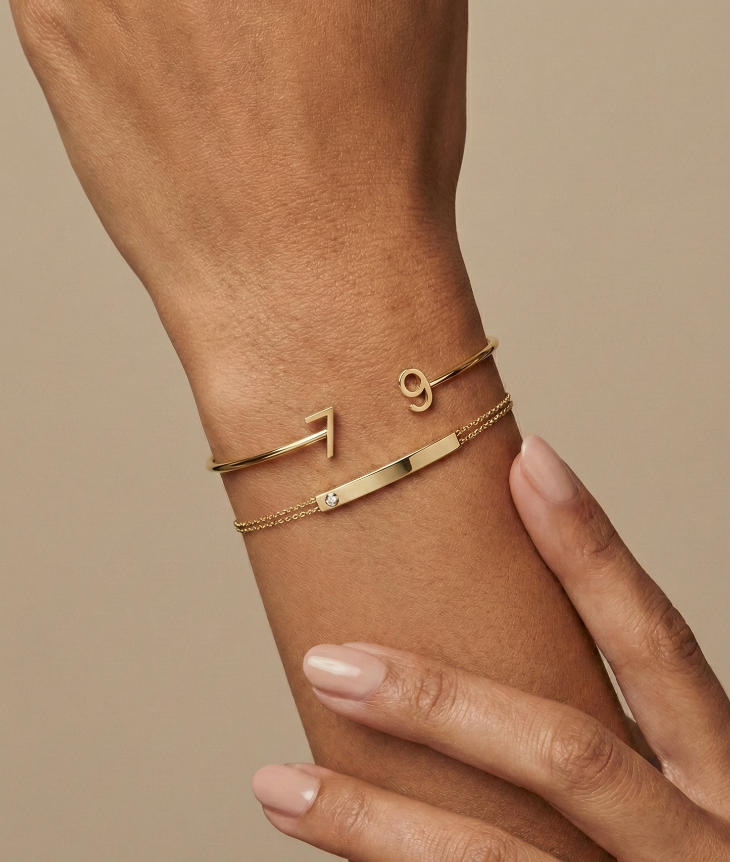 STERLING SILVER Number Open Bangle