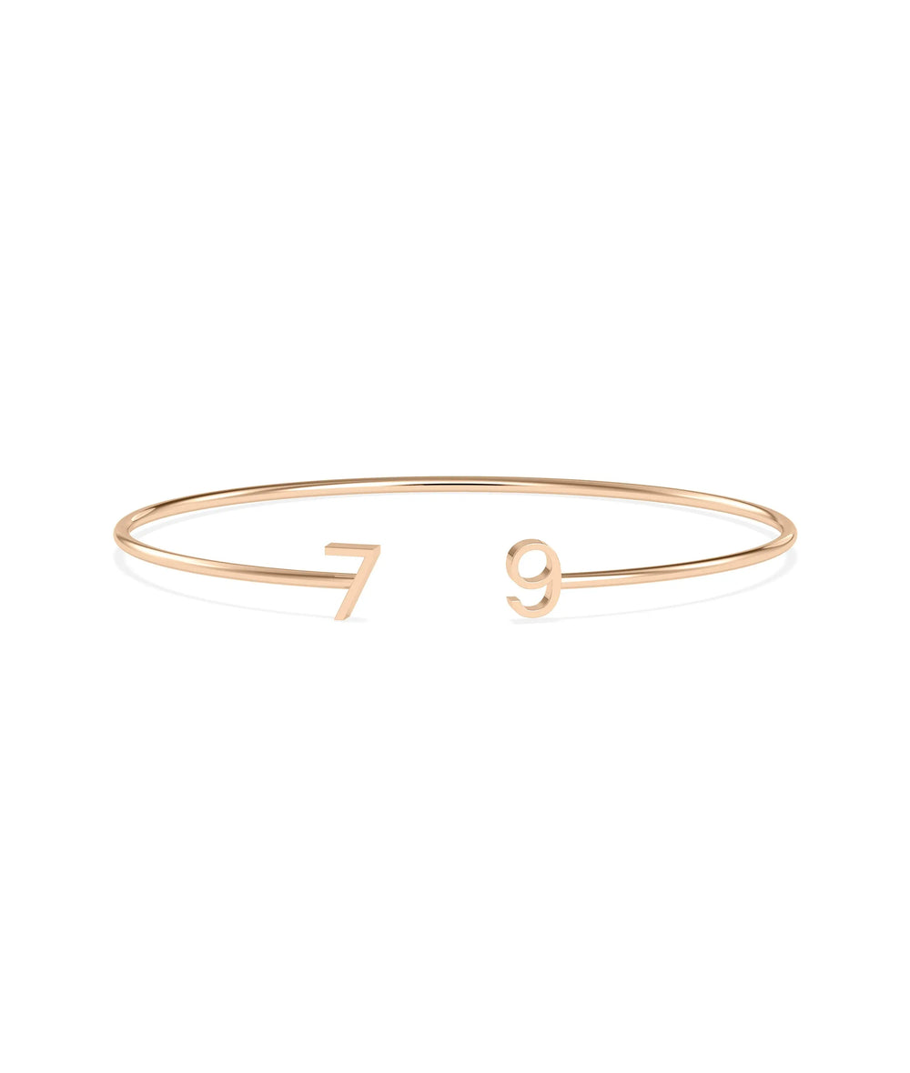 Initials Open Cuff Bangle - 79e | Everyday 14K Gold Jewelry