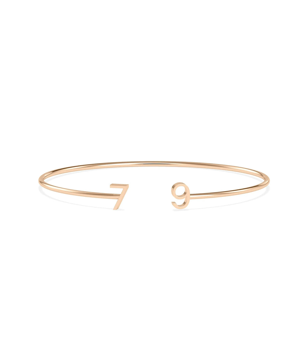 Initials Open Cuff Bangle - 79e | Everyday 14K Gold Jewelry