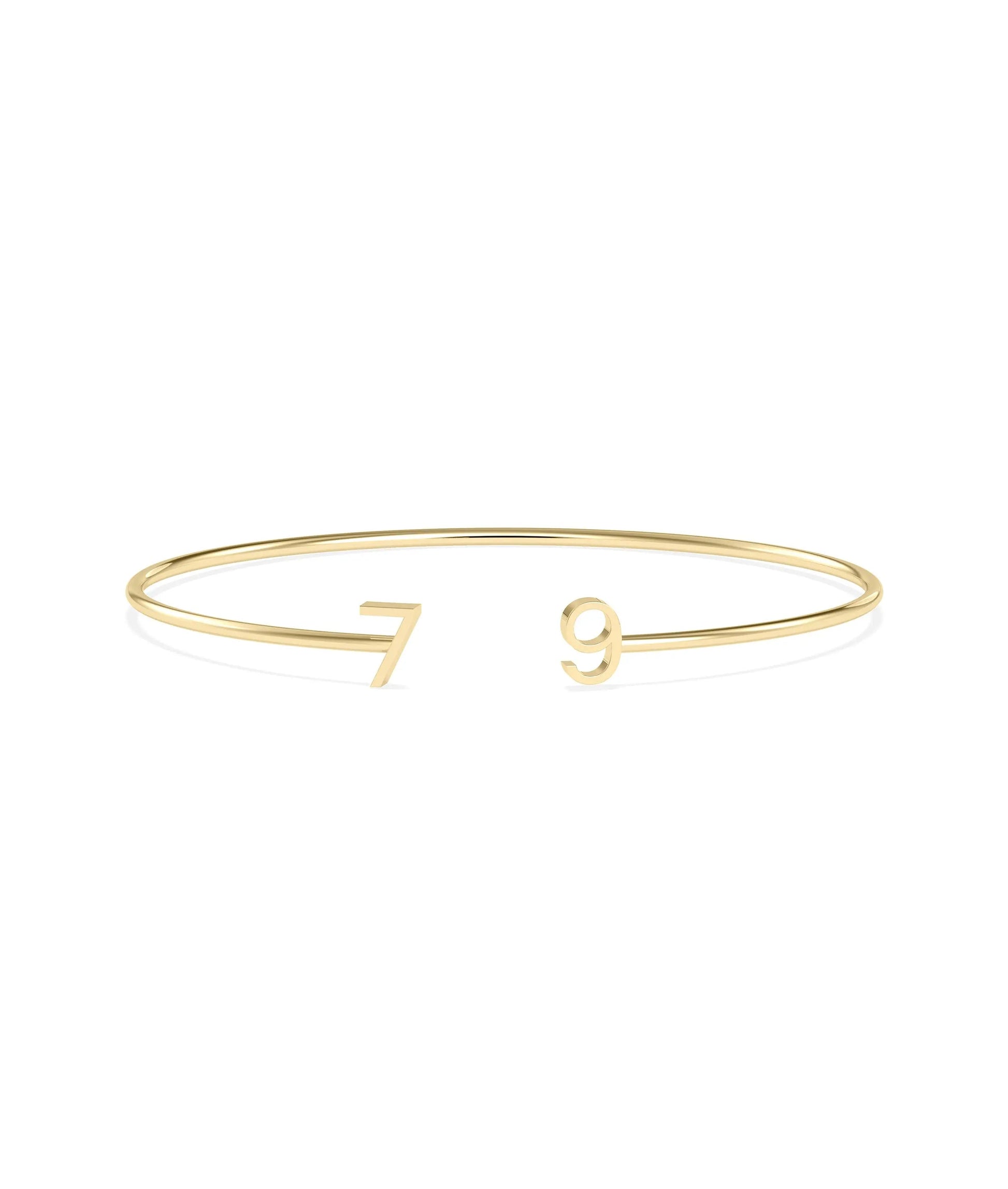Initials Open Cuff Bangle - 79e | Everyday 14K Gold Jewelry