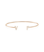 Diamond Initials Open Bangle - 79e | Everyday 14K Gold Jewelry