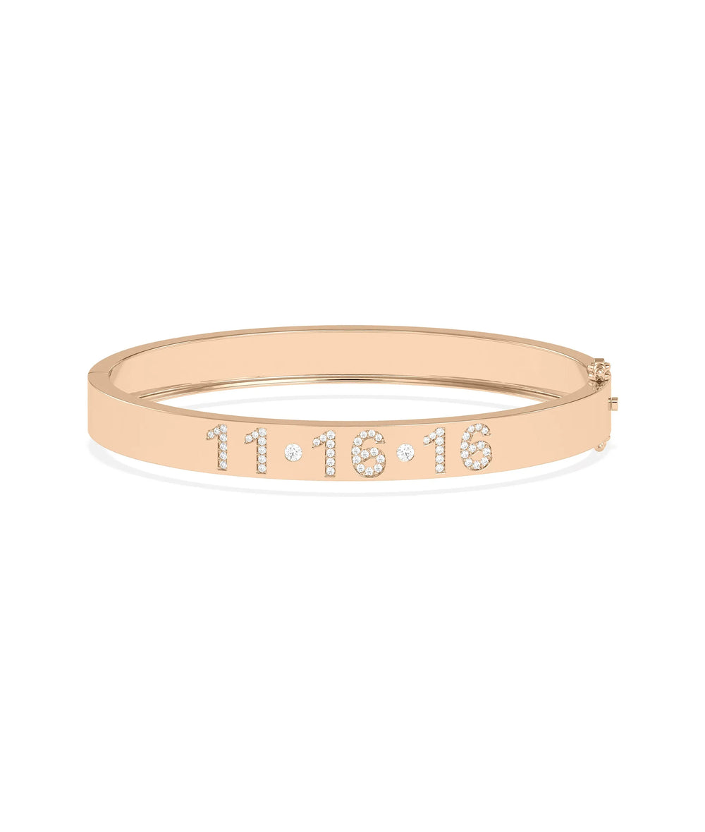 Custom Date Diamond Bangle - 79e | Everyday 14K Gold Jewelry