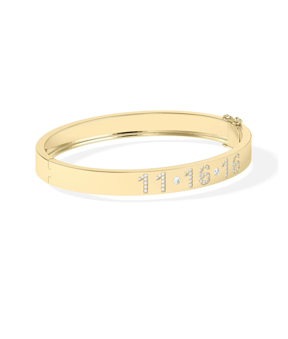 Custom Date Diamond Bangle - 79e | Everyday 14K Gold Jewelry