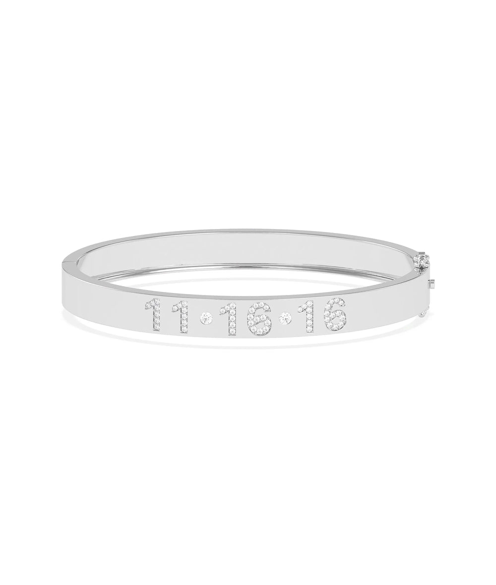 Custom Date Diamond Bangle - 79e | Everyday 14K Gold Jewelry