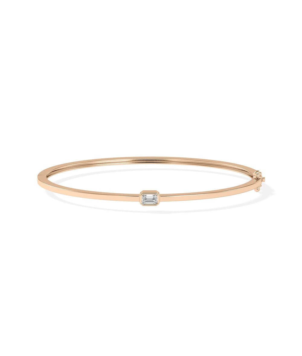 Diamond Bezel Set Bangle - 79e | Everyday 14K Gold Jewelry