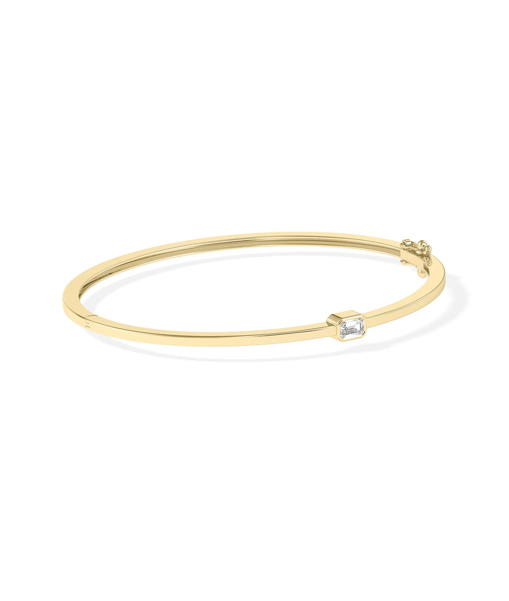 Diamond Bezel Set Bangle - 79e | Everyday 14K Gold Jewelry