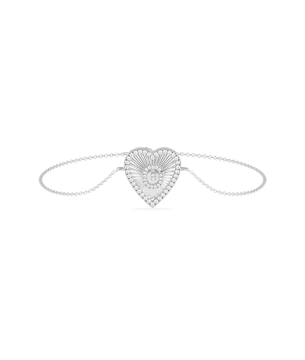 Diamond Heart Shape Initial Bracelet - 79e | Everyday 14K Gold Jewelry