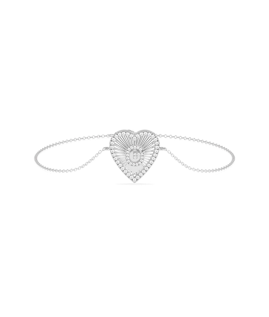 Diamond Heart Shape Initial Bracelet - 79e | Everyday 14K Gold Jewelry