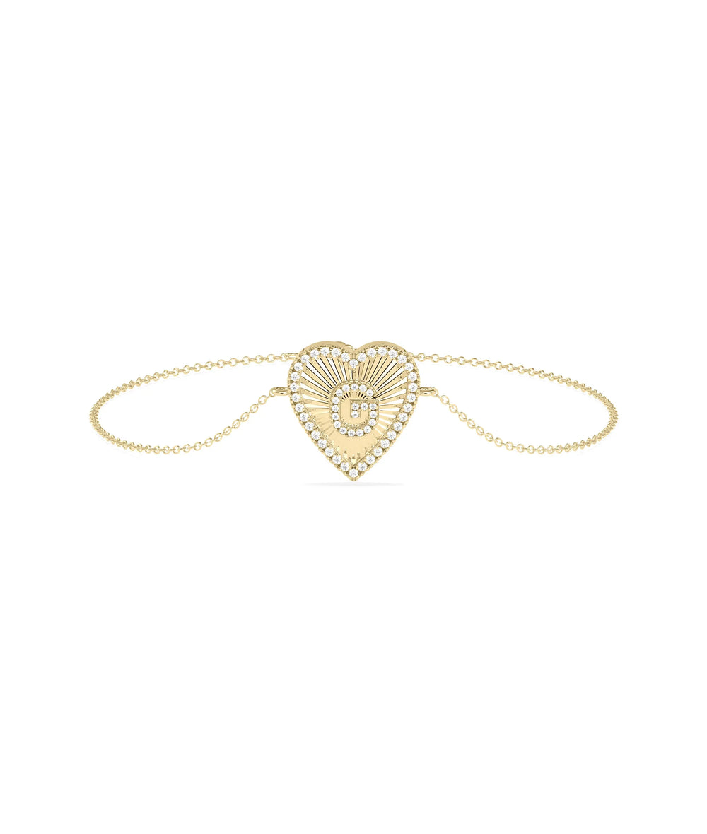 Diamond Heart Shape Initial Bracelet - 79e | Everyday 14K Gold Jewelry