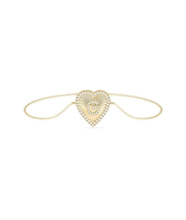 Diamond Heart Shape Initial Bracelet - 79e | Everyday 14K Gold Jewelry
