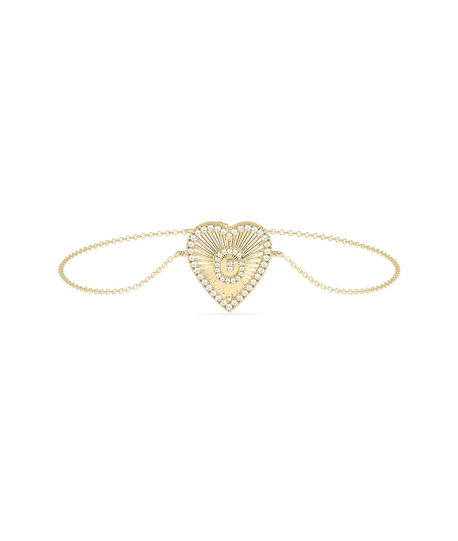 Diamond Heart Shape Initial Bracelet - 79e | Everyday 14K Gold Jewelry