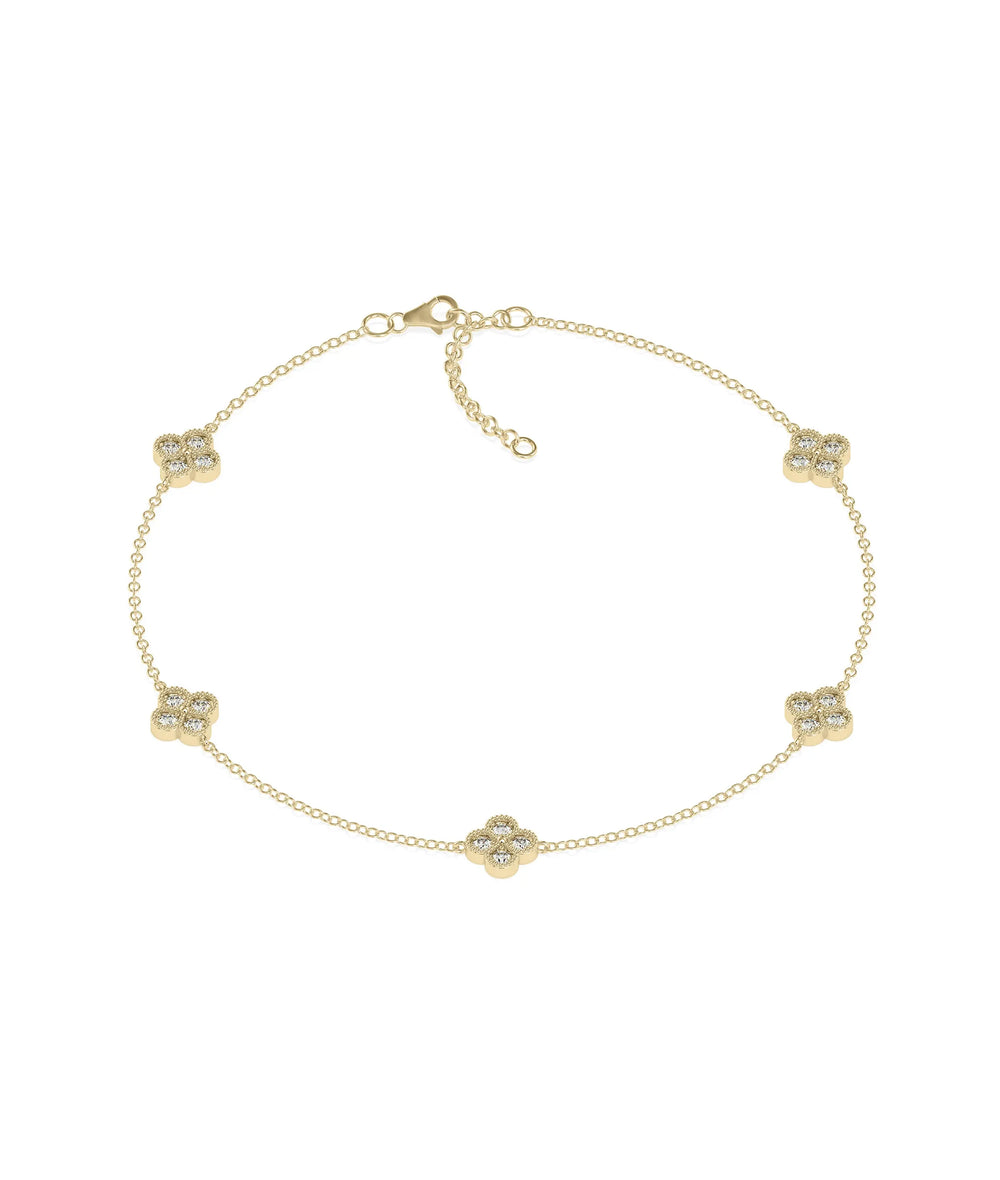 Diamond Clover Cable Chain Bracelet - 79e | Everyday 14K Gold Jewelry