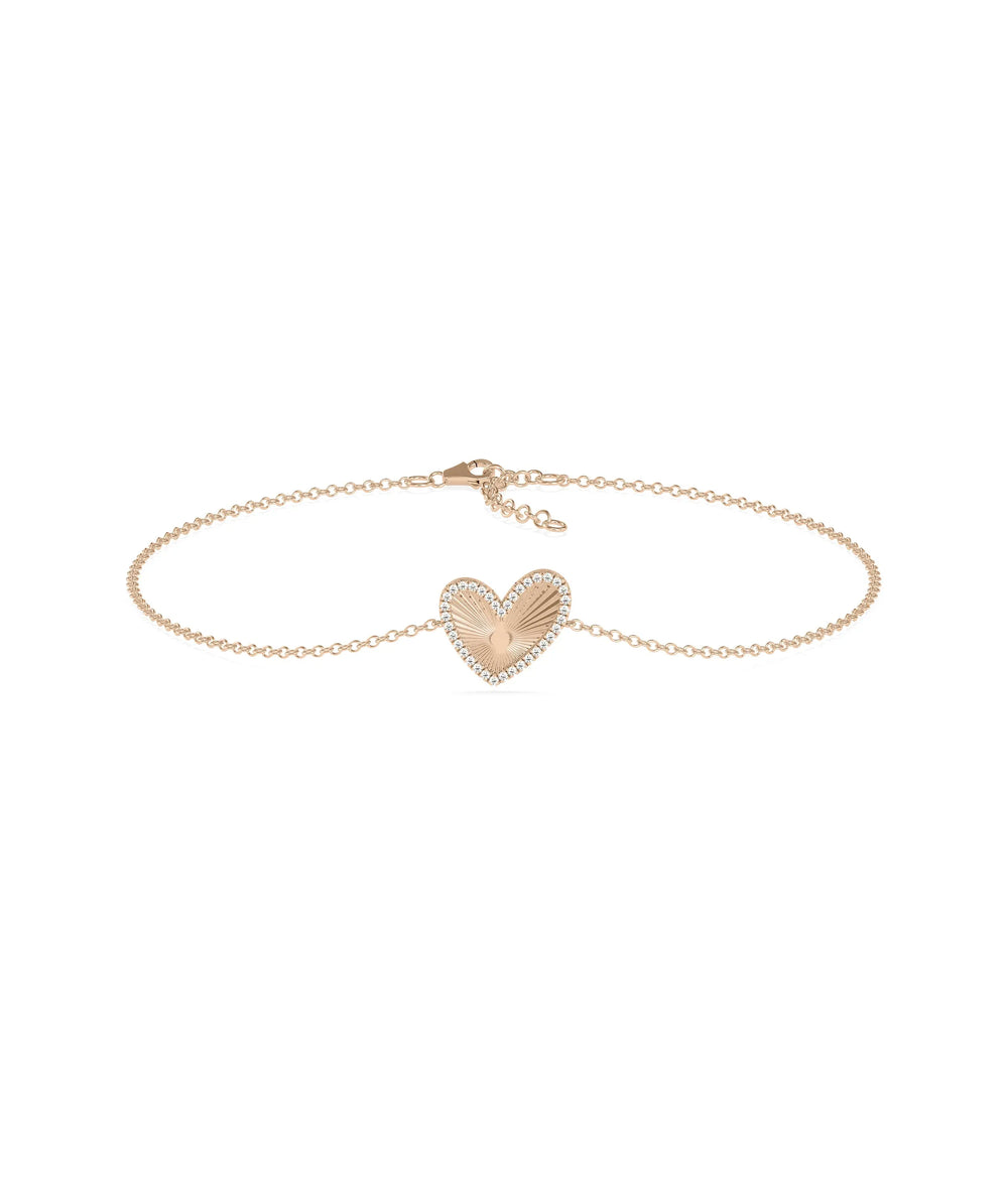 Diamond Halo Heart Bracelet - 79e | Everyday 14K Gold Jewelry