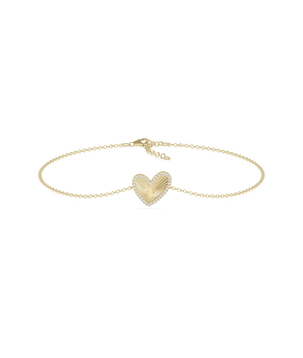 Diamond Halo Heart Bracelet - 79e | Everyday 14K Gold Jewelry