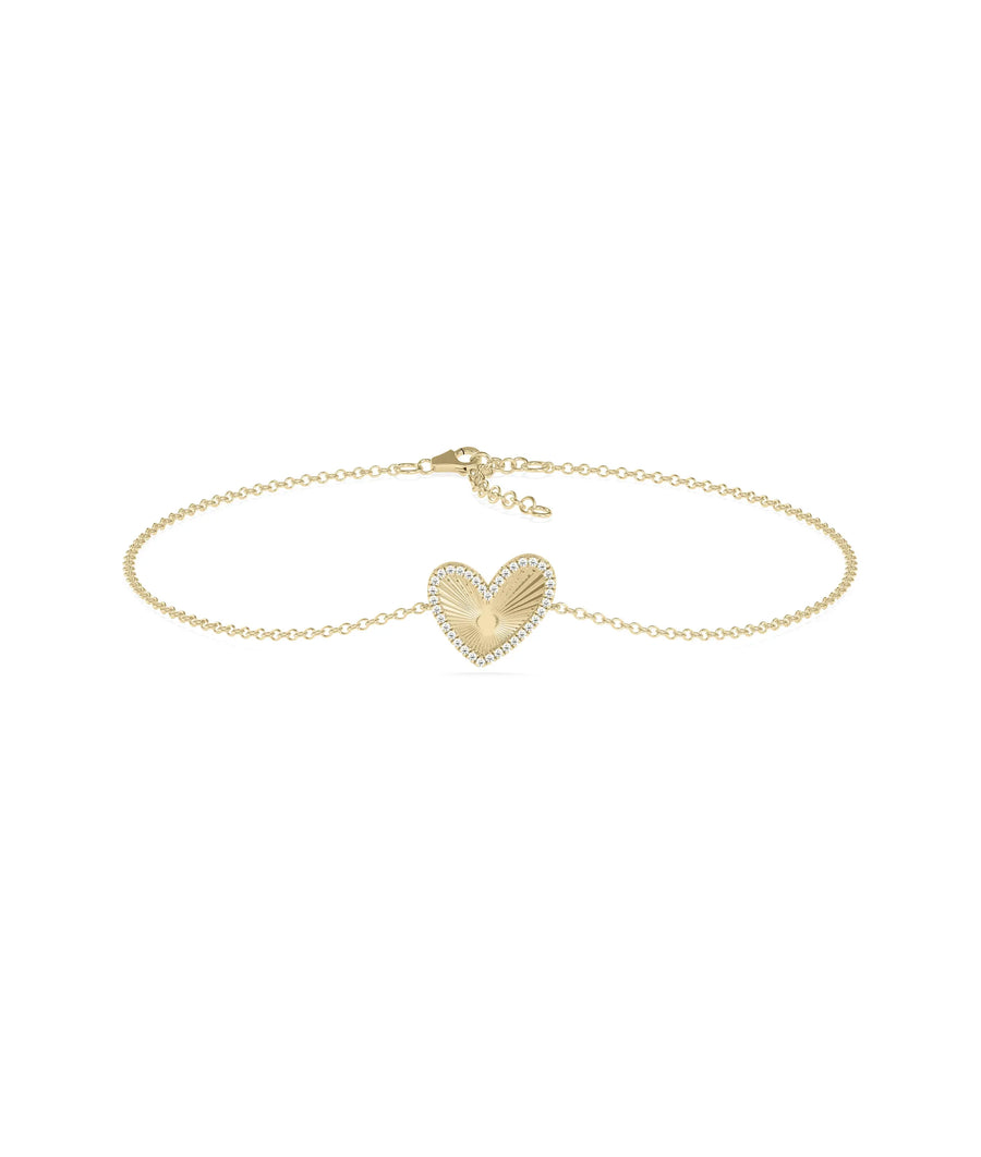 Diamond Halo Heart Bracelet - 79e | Everyday 14K Gold Jewelry