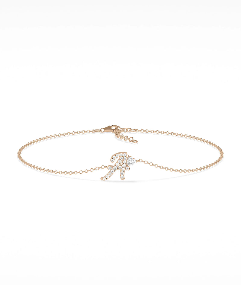 Diamond Initial with Solitaire Bracelet - 79e | Everyday 14K Gold Jewelry