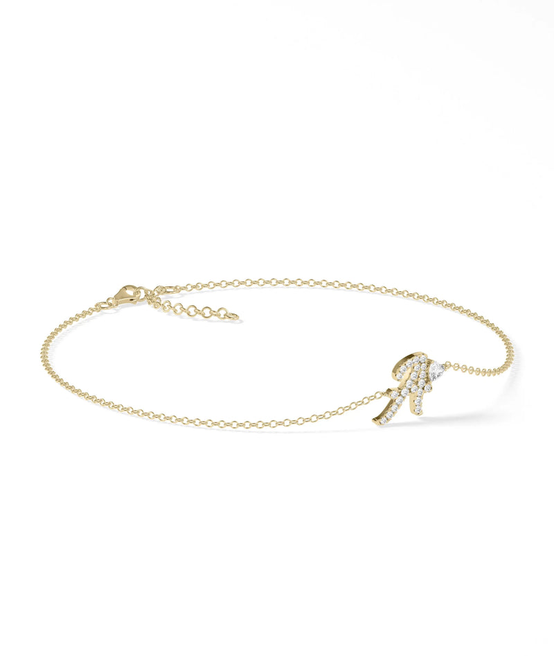Diamond Initial with Solitaire Bracelet - 79e | Everyday 14K Gold Jewelry
