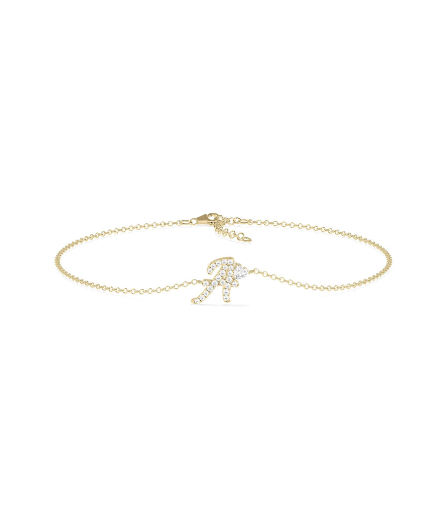 Diamond Initial with Solitaire Bracelet - 79e | Everyday 14K Gold Jewelry