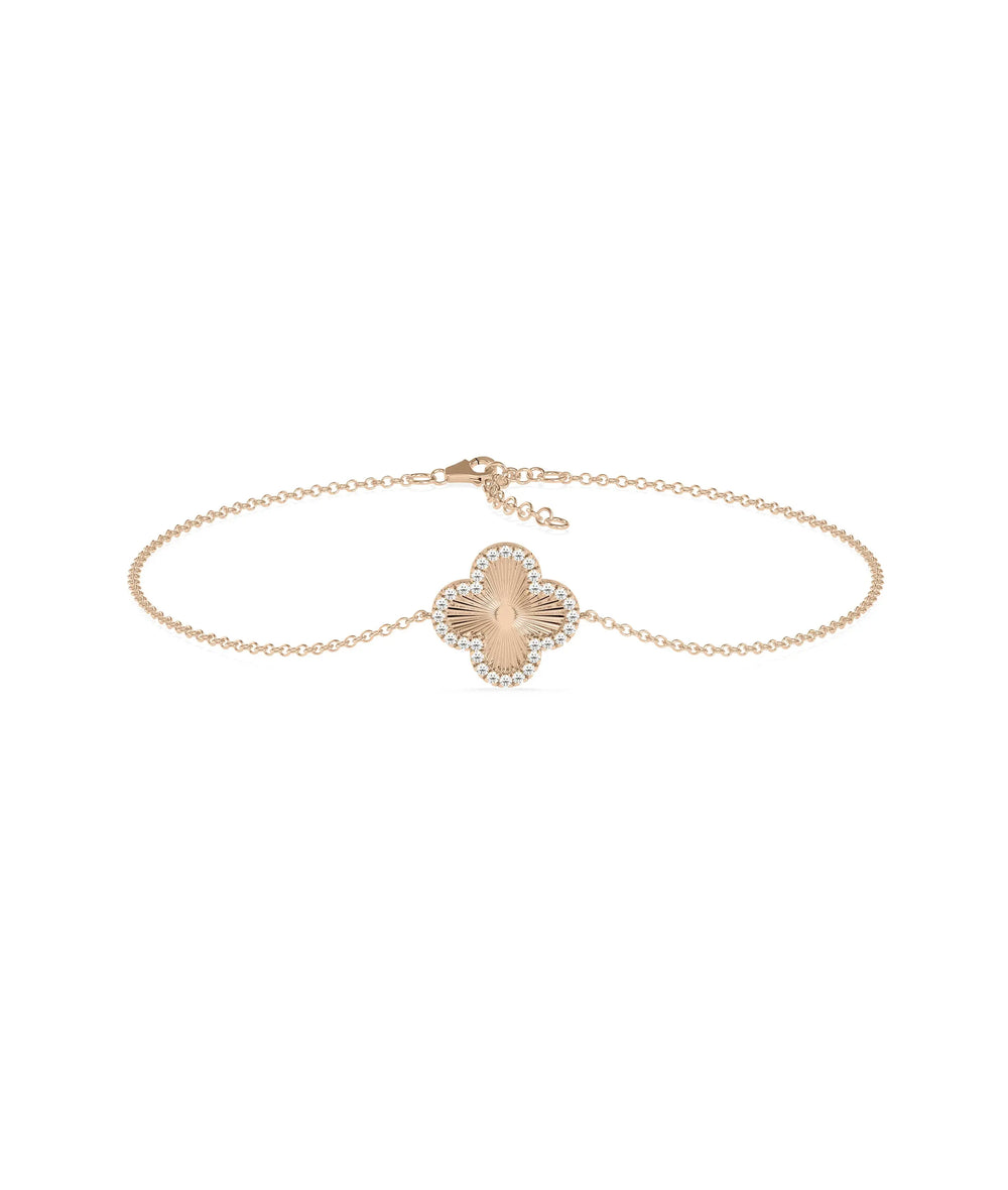 Diamond Outline Clover Bracelet - 79e | Everyday 14K Gold Jewelry