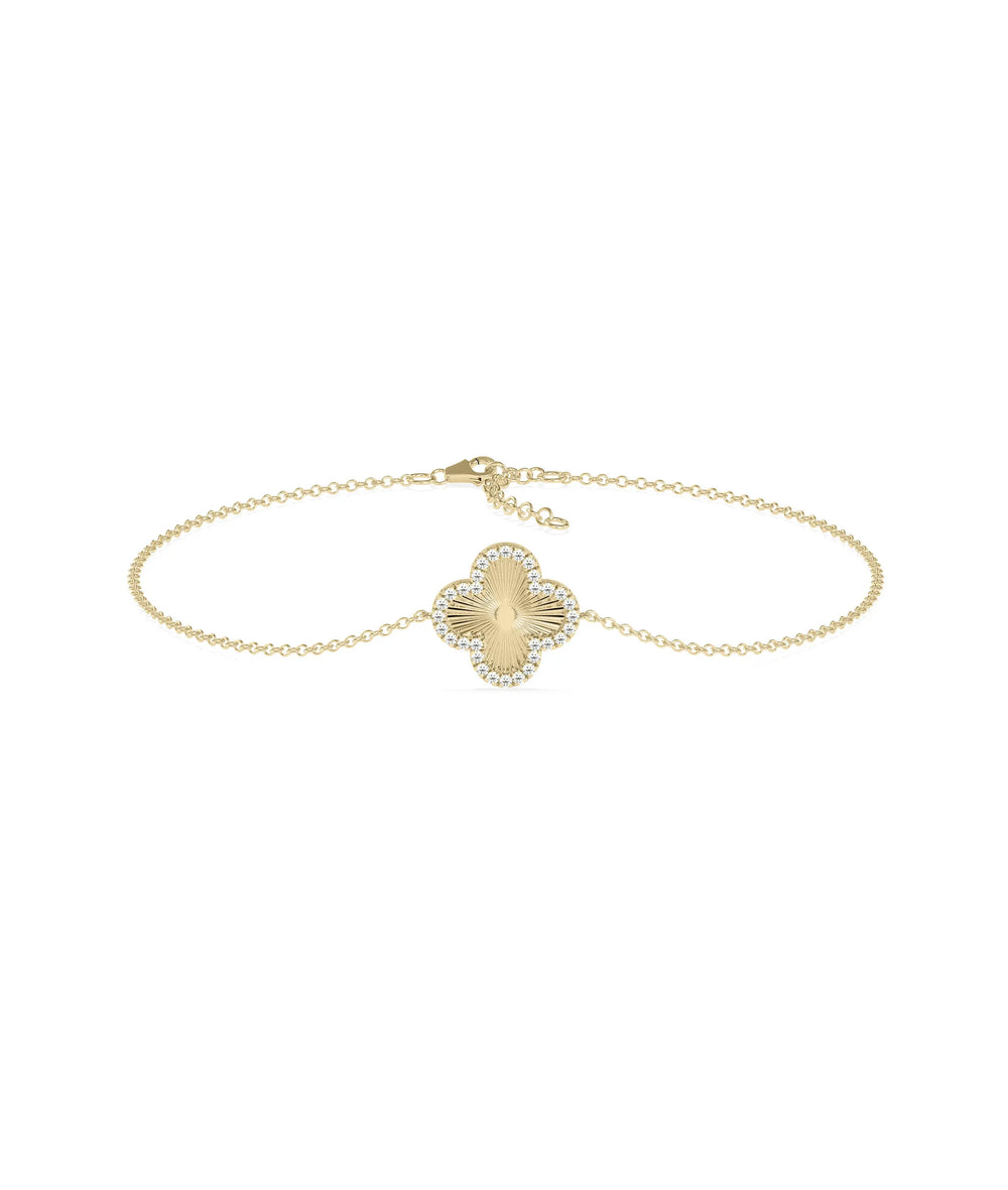 Diamond Outline Clover Bracelet - 79e | Everyday 14K Gold Jewelry