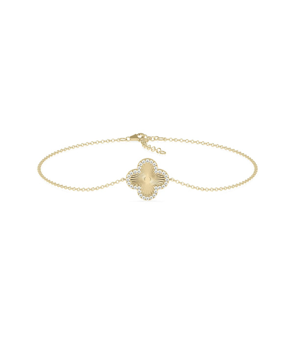 Diamond Outline Clover Bracelet - 79e | Everyday 14K Gold Jewelry