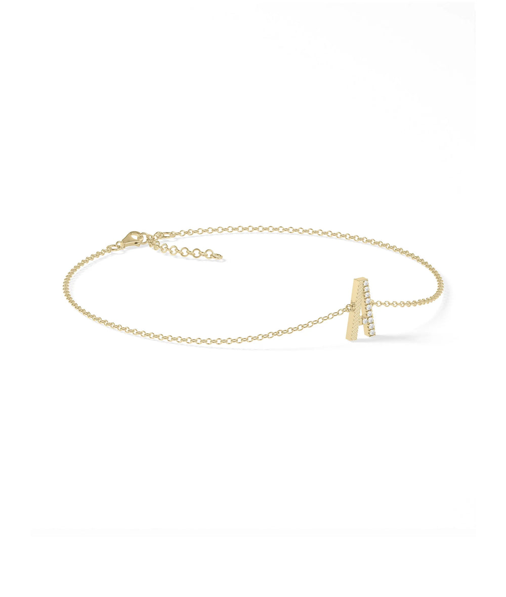 Initial Diamond and Fluted Bracelet - 79e | Everyday 14K Gold Jewelry