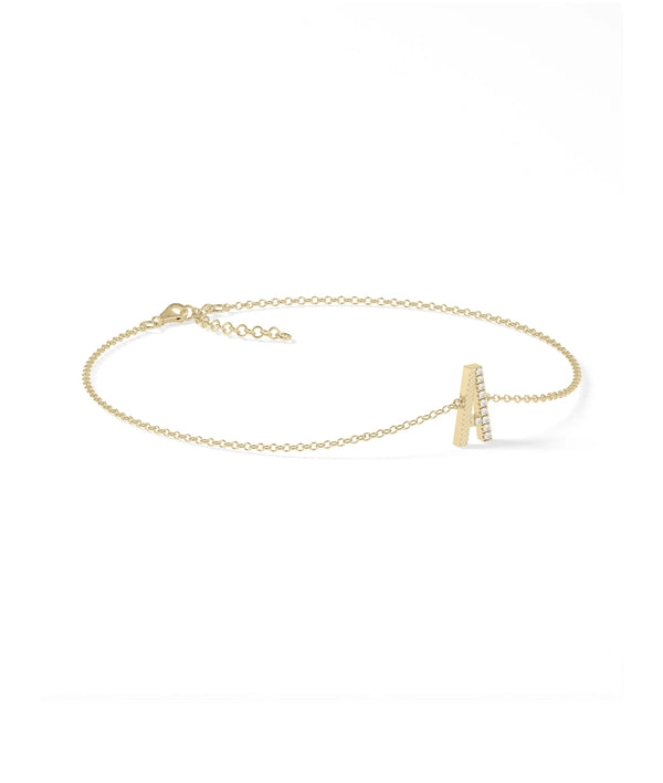 Initial Diamond and Fluted Bracelet - 79e | Everyday 14K Gold Jewelry alternate view
