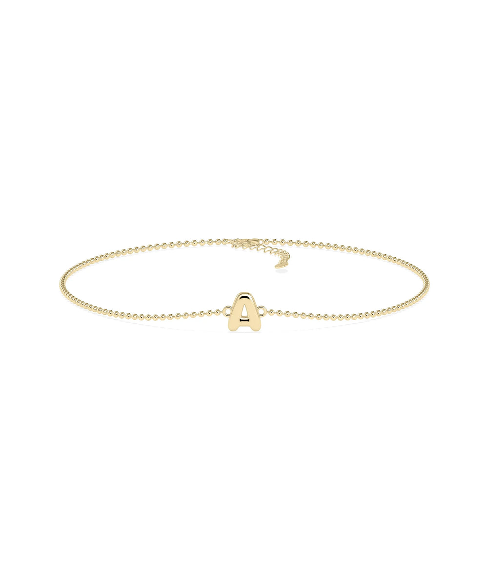 Bubble Initial Cable Chain Bracelet - 79e | Everyday 14K Gold Jewelry