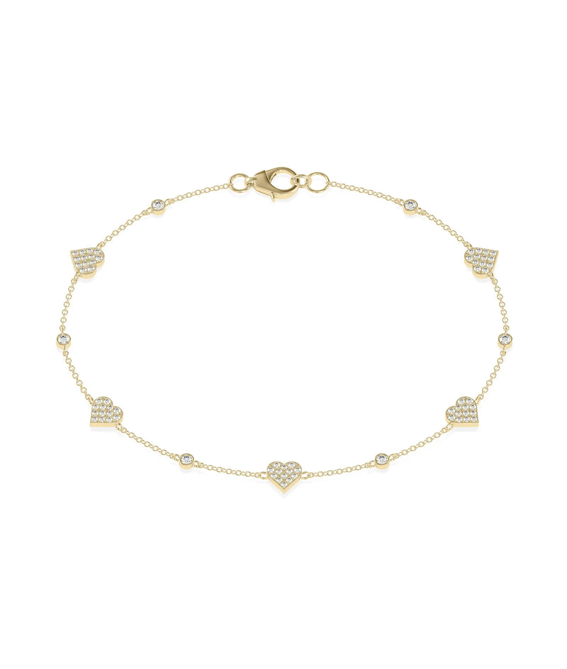 Diamond Pave and Solitiare Station Bracelet - 79e | Everyday 14K Gold Jewelry