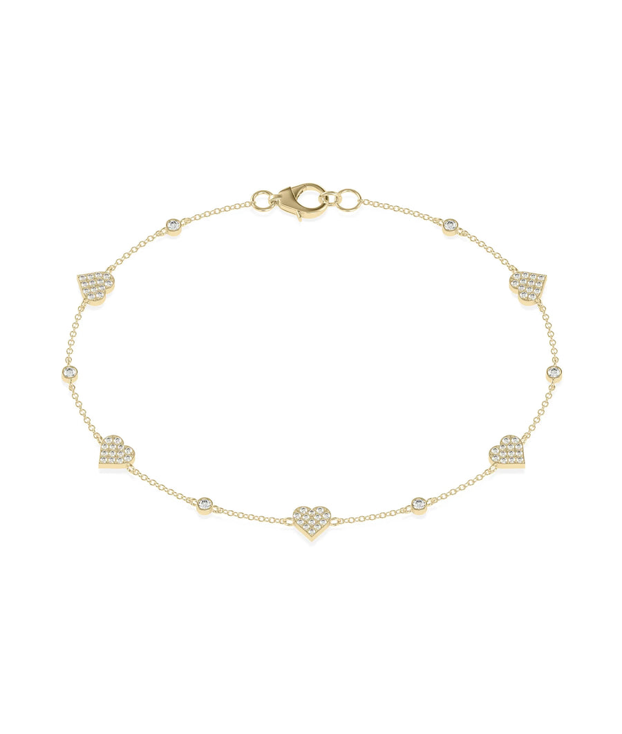 Diamond Pave and Solitiare Station Bracelet - 79e | Everyday 14K Gold Jewelry