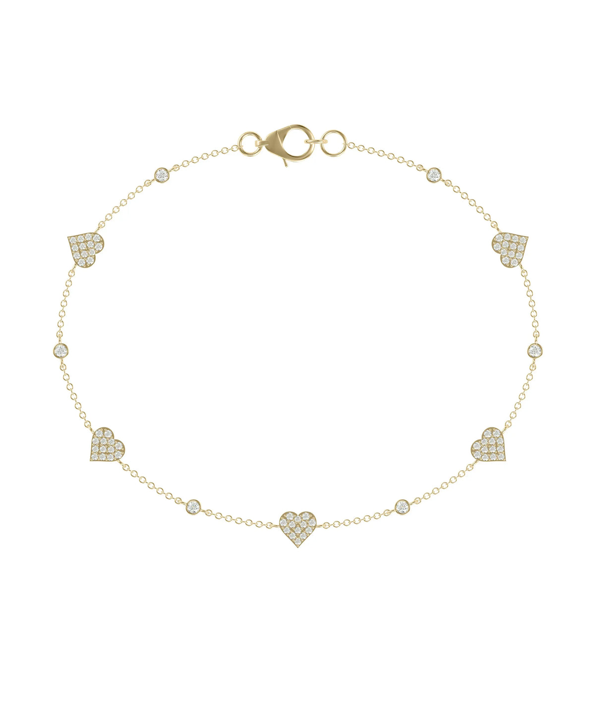 Diamond Pave and Solitiare Station Bracelet - 79e | Everyday 14K Gold Jewelry