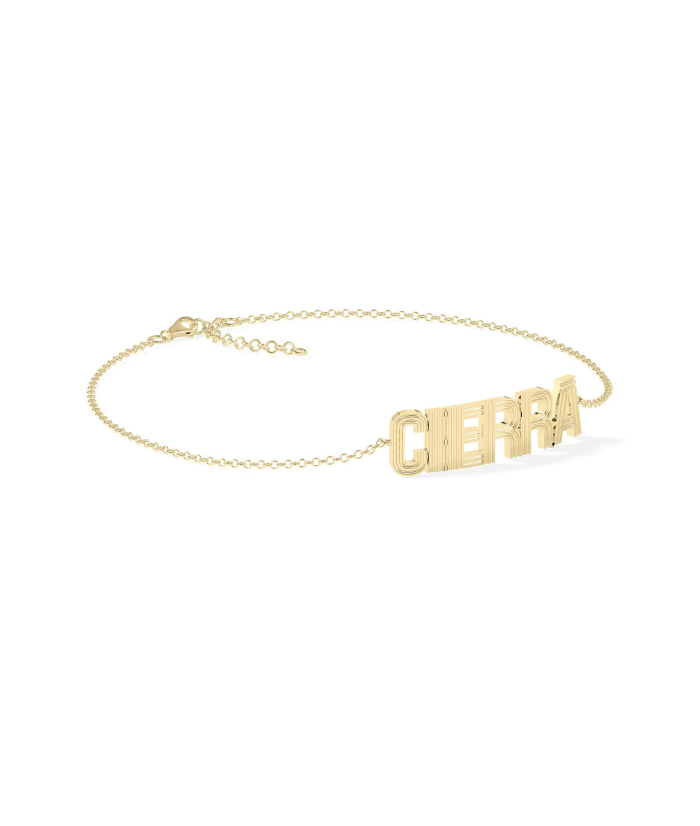 Fluted Initials Gold Bracelet - 79e | Everyday 14K Gold Jewelry